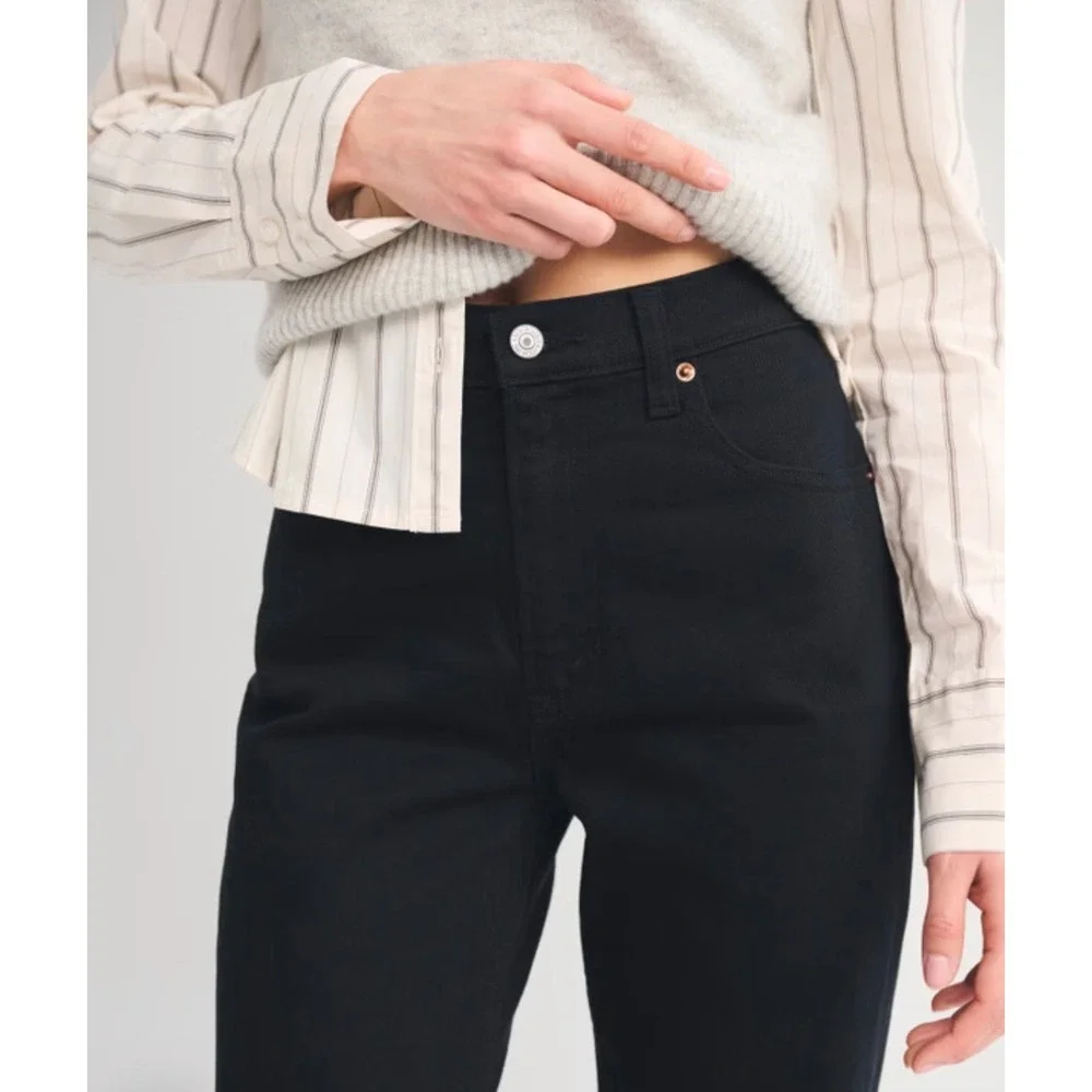 ABERCROMBIE & FITCH High Rise 90s Relaxed Jeans 29 Black NEW Curve Love Casual